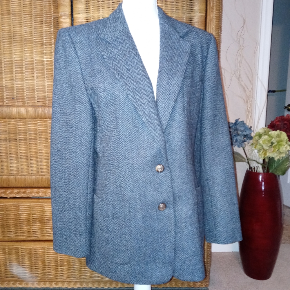 Ralph Lauren Blue Herringbone Jacket SIZE 10